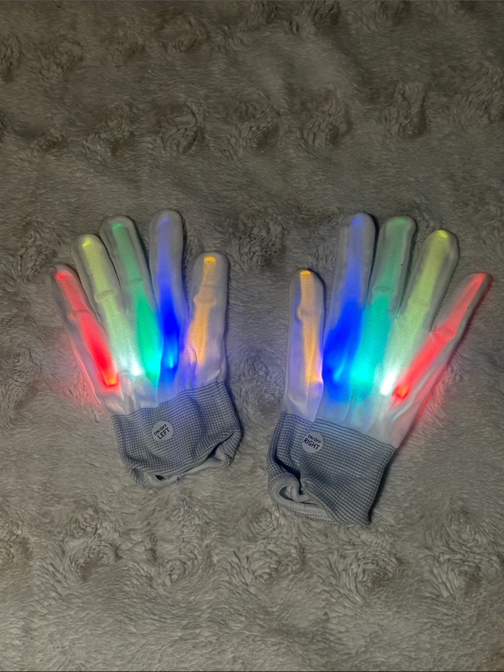 LED Light-Up Finger Gloves - Rainbow Colors-New